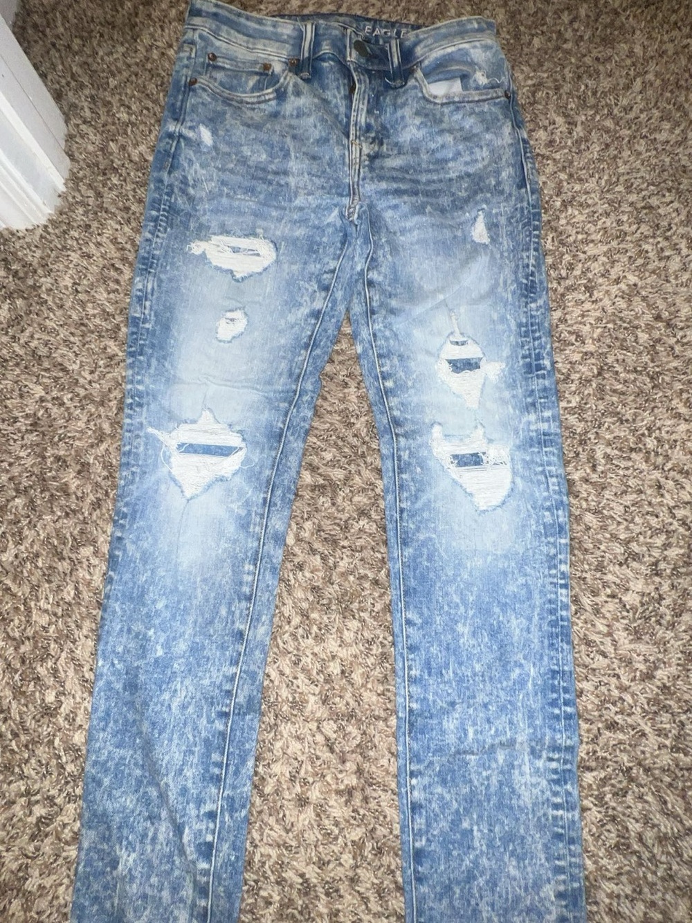 American Eagle Outfitters Light Blue Acid-Wash Skinny Jeans